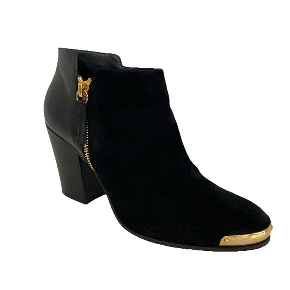 Giuseppe Zanotti Ankle Boot Black Suede Round Toe 3" Heel Side Zip 37.5 7.5 - Picture 1 of 9